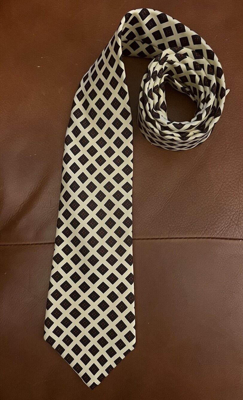 Liberty Of London Beige Geo Dot Print Neck Tie Silk Western Classic Equestrian